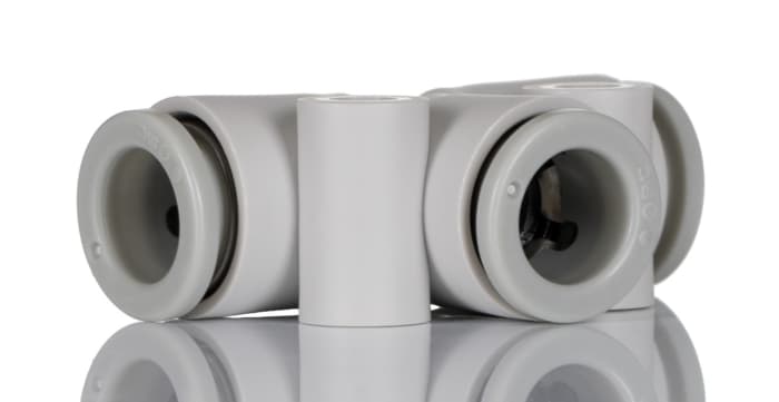SMC KQ2 Series Tee Tube-to-Tube Adaptor Push In 6 mm, Push In 6 mm to Push In 6 mm, Tube-to-Tube Connection Style