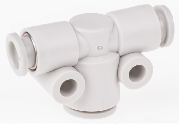 SMC KQ2 Series Tee Tube-to-Tube Adaptor Push In 8 mm, Push In 6 mm to Push In 6 mm, Tube-to-Tube Connection Style