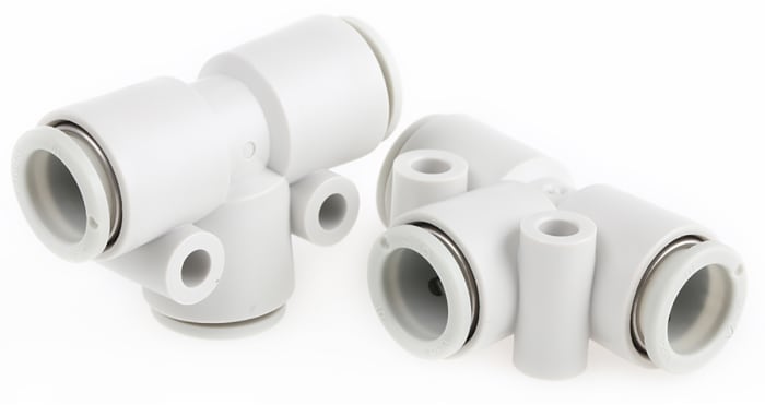 SMC KQ2 Series Tee Tube-to-Tube Adaptor Push In 10 mm, Push In 10 mm to Push In 10 mm, Tube-to-Tube Connection Style
