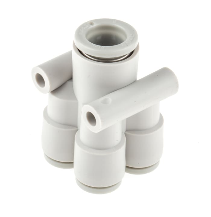 SMC KQ2 Series Double Y Tube-to-Tube Adaptor Push In 8 mm, Push In 6 mm to Push In 6 mm, Tube-to-Tube Connection Style