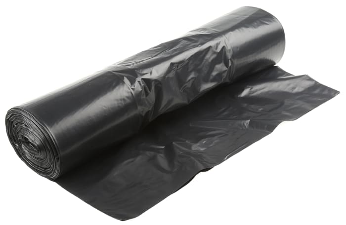 RS PRO Black Plastic Bin Bag, 90L Capacity, 50 per Package