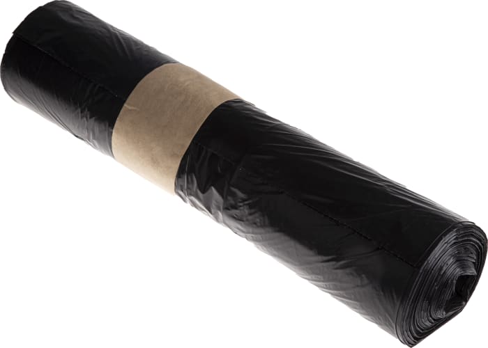 RS PRO RS PRO Black Plastic Bin Bag, 80 → 90L Capacity, 50 per