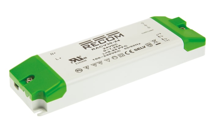 Recom, 24V Output, 30W Output, 0 → 1.25A Output, Constant Current