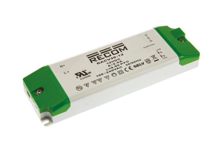 Recom, 12V Output, 30W Output, 0 → 2.5A Output, Constant Voltage
