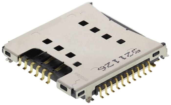Molex 18 Way Right Angle MicroSD, SIM Memory Card Connector With Solder Termination