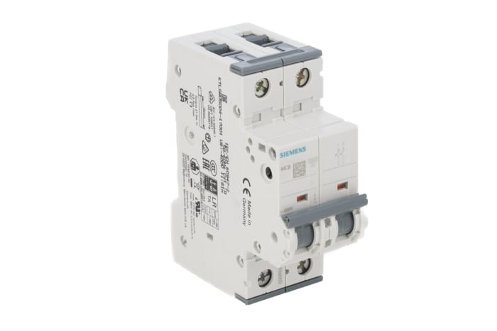 Siemens Sentron 5SY4 MCB, 2P, 10A Curve C, 400V AC, 10 kA Breaking Capacity