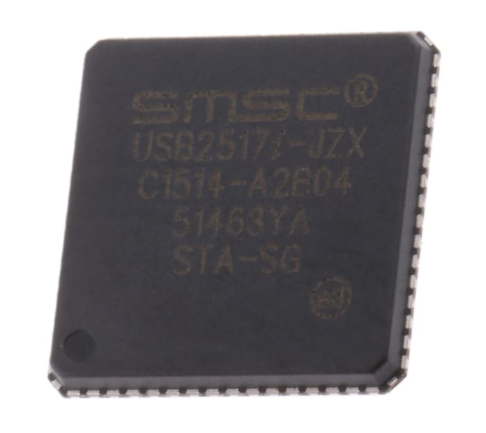 Microchip USB2517I-JZX, USB Controller, 7-Channel, 480Mbps, USB 2.0, 3.3 V, 64-Pin QFN