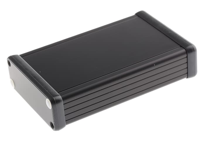 Hammond 1455 Series Black Aluminium Enclosure, IP54, Black Lid, 120 x 78 x 27mm