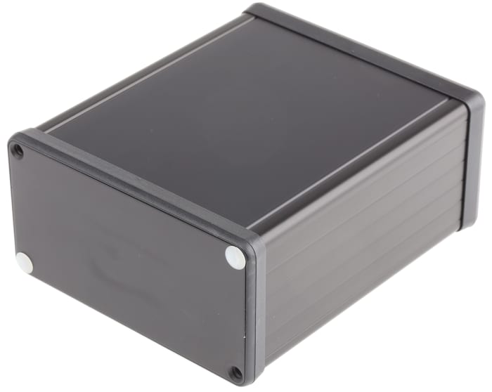 Hammond 1455 Series Black Aluminium Enclosure, IP54, Black Lid, 120 x 103 x 53mm