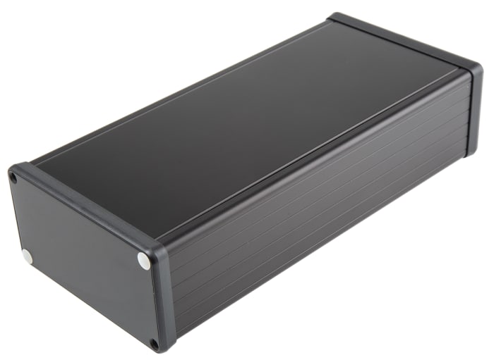 Hammond 1455 Series Black Aluminium Enclosure, IP54, Black Lid, 220 x 103 x 53mm
