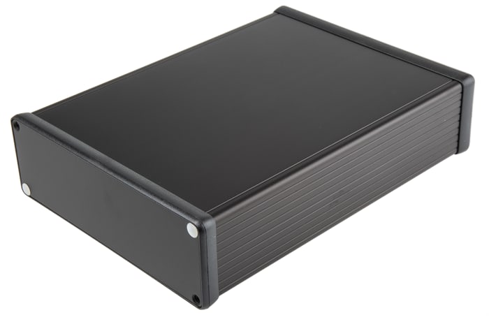 Hammond 1455 Series Black Aluminium Enclosure, IP54, Black Lid, 220 x 160 x 51.5mm
