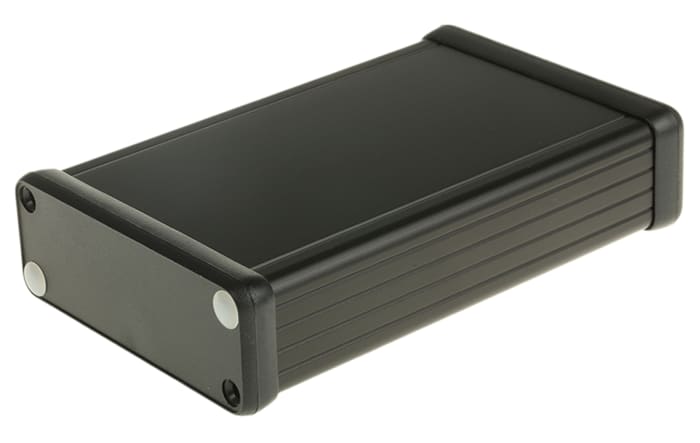 Hammond 1455 Series Black Aluminium Enclosure, IP54, Flanged, Black Lid, 120 x 78 x 27mm