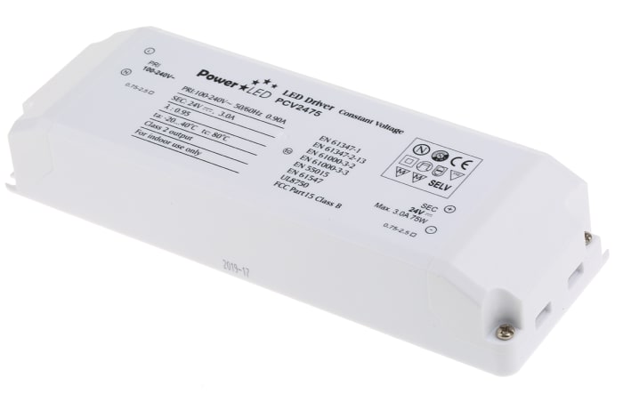 PowerLED LED Driver, 24V Output, 75W Output, 3.15A Output, Constant Voltage