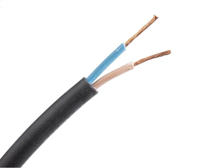 Cable de alimentación H07RN-F RS PRO de 2 núcleos, 1.5 mm², Ø ext. 9.3mm, long. 50m, 450 V, 750 V / 21 A, funda de CPE,