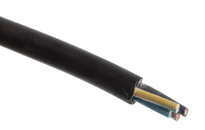 Cable de alimentación H07RN-F RS PRO de 4 núcleos, 1.5 mm², Ø ext. 11.1mm, long. 50m, 450 V, 750 V / 18 A, funda de
