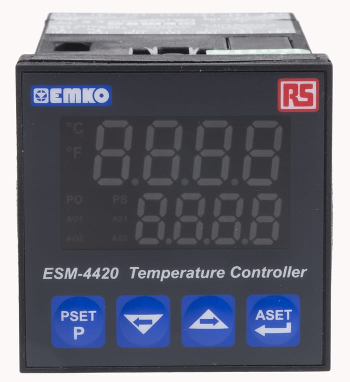 RS PRO 1/16 DIN Rail PID Temperature Controller, 48 x 48mm, 3 Output Relay, 230 V ac Supply Voltage ON/OFF, PID