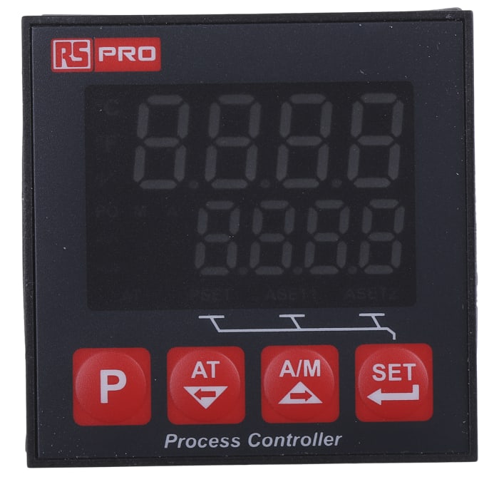 RS Pro PID Kontrol Cihazı PID Sıcaklık Kontrol Cihazı, 3 Çıkışlı, Akım, Röle, 100 → 240 V ac
