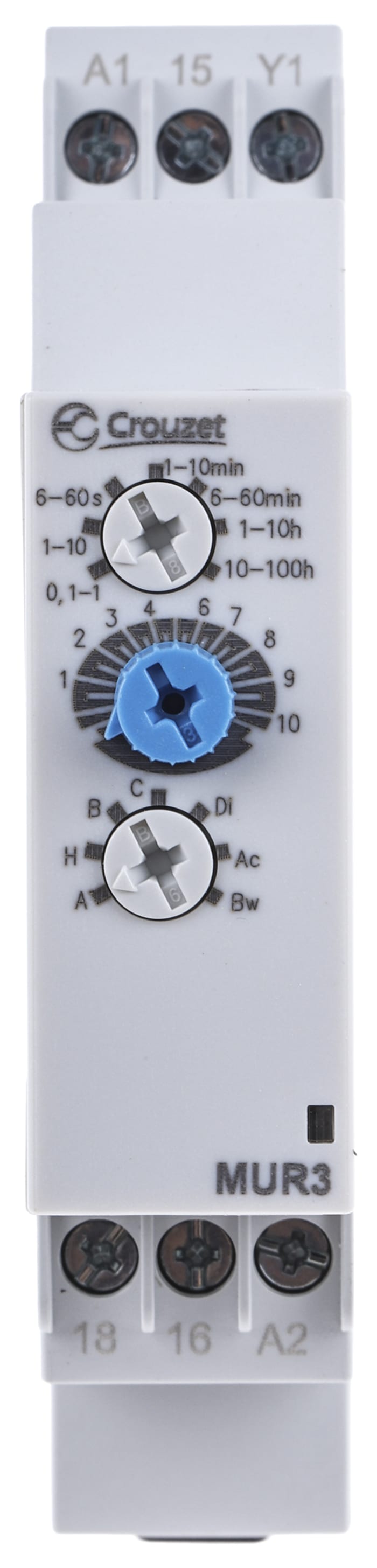 Crouzet DIN Rail Mount Timer Relay, 12 → 240V ac/dc, 1-Contact, 0.1 s → 100h, SPDT