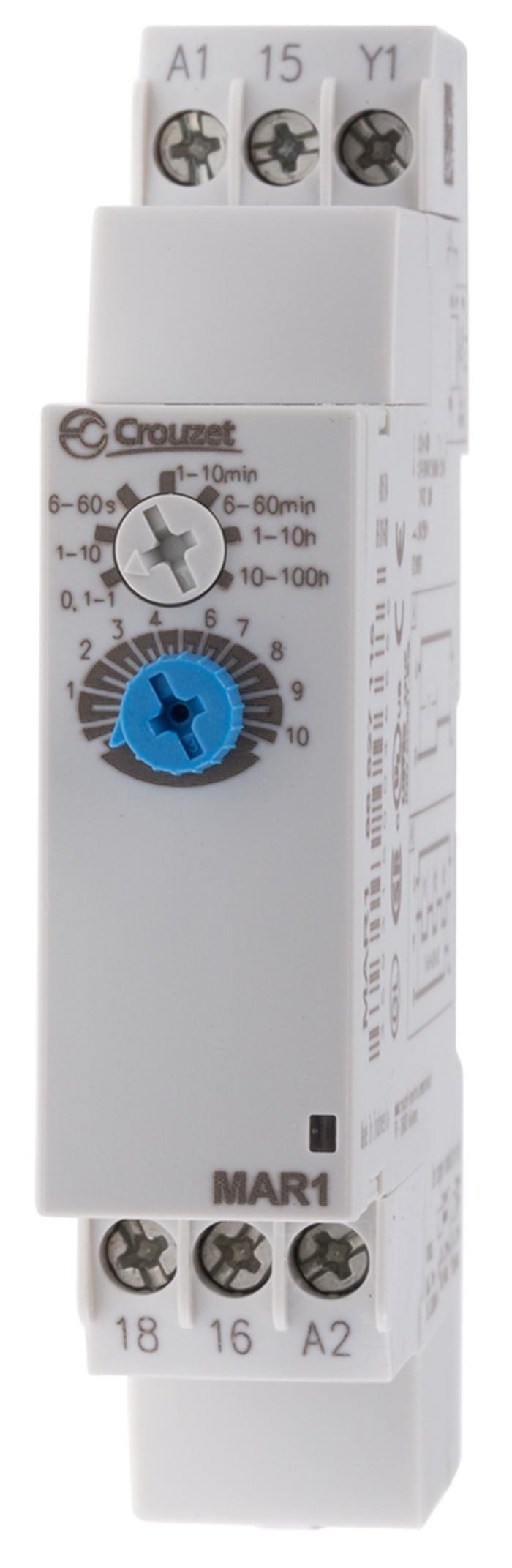 Crouzet DIN Rail Mount Timer Relay, 24 → 240 V ac, 24V dc, 1-Contact, 0.1 s → 100h, 1-Function, SPDT