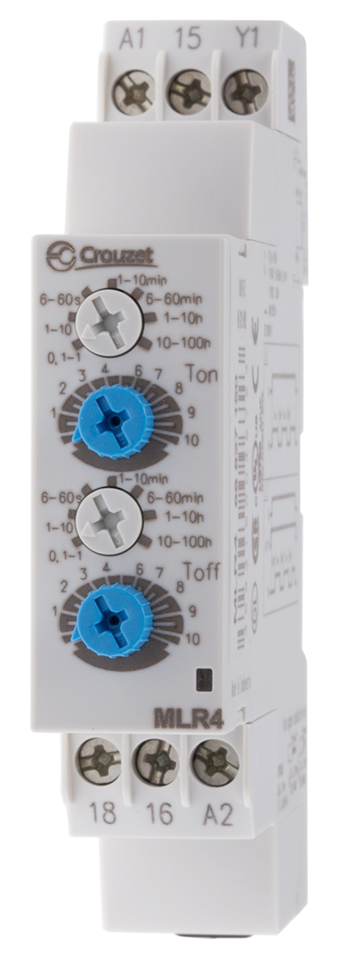 Crouzet DIN Rail Mount Timer Relay, 12V ac/dc, 1-Contact, 0.1 s → 100h, 1-Function, SPDT