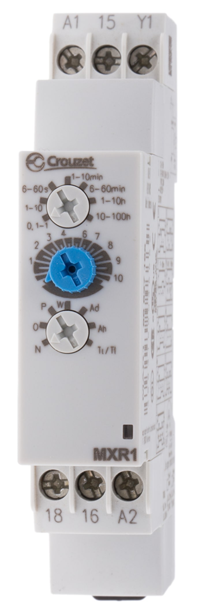 Crouzet DIN Rail Mount Timer Relay, 24 → 240 V ac, 24V dc, 1-Contact, 0.1 s → 100h, SPDT