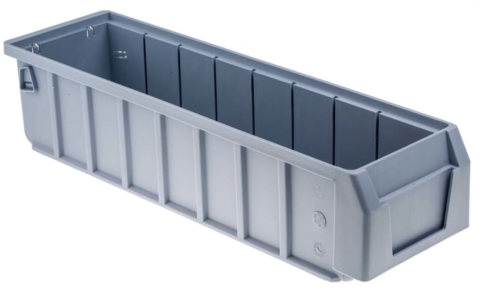 RS PRO Polypropylene Storage Bin, 90 mm x 117 mm x 400 mm, Blue