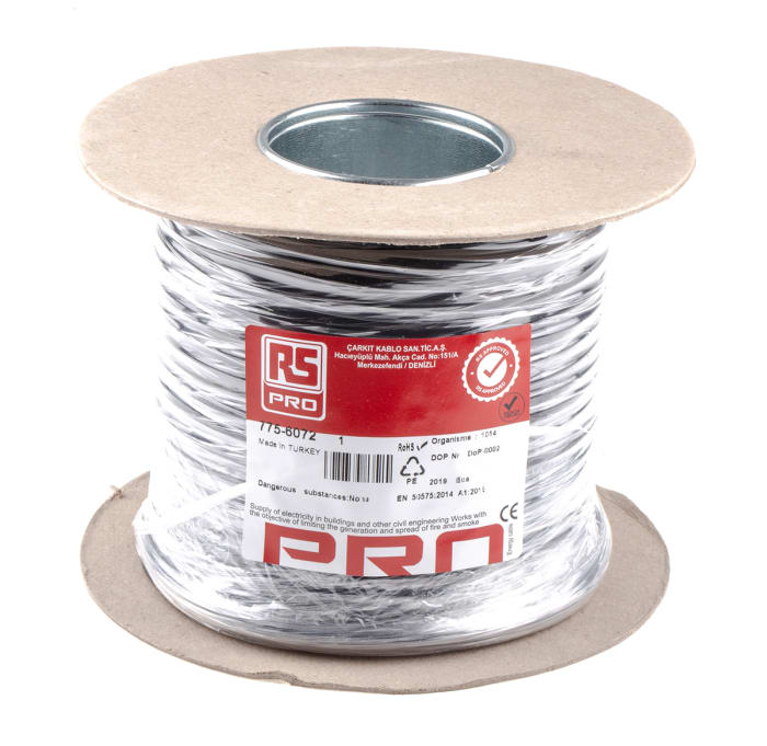RS PRO | RS PRO H03VVH2-F, 100 m 2 Core Power Cable, Black Polyvinyl ...