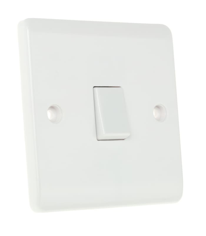 RS PRO White Rocker Light Switch, 2 Way, 1 Gang