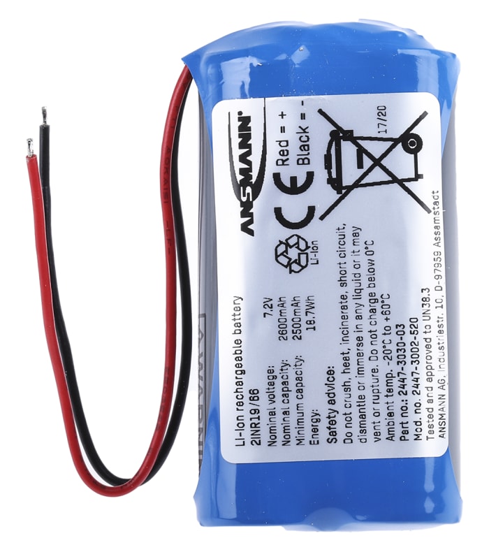 Ansmann 7.2V Lithium-Ion Rechargeable Battery Pack, 2.6Ah - Pack of 1