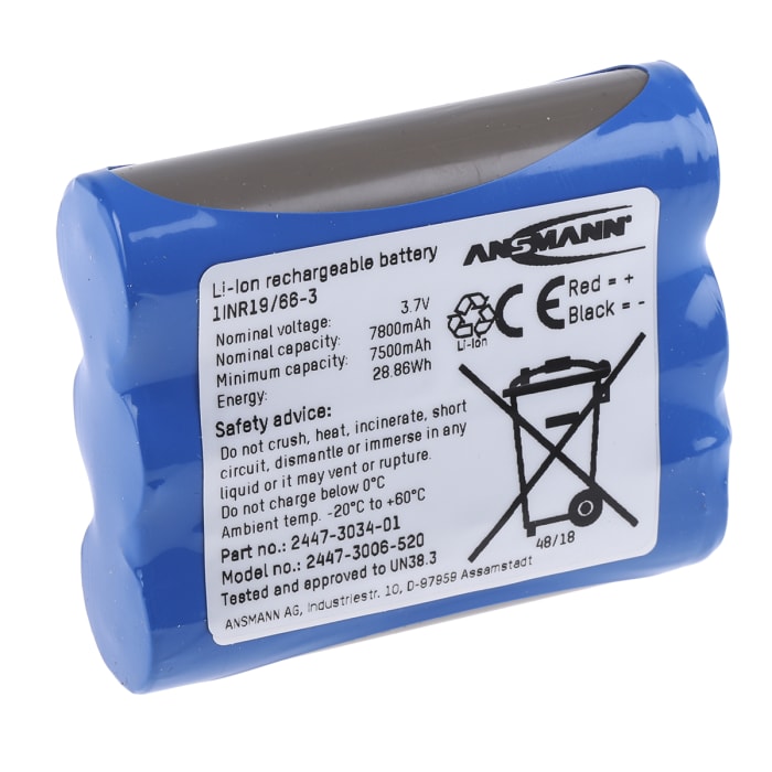 Ansmann 3.7V Lithium-Ion Rechargeable Battery Pack, 7.8Ah - Pack of 1