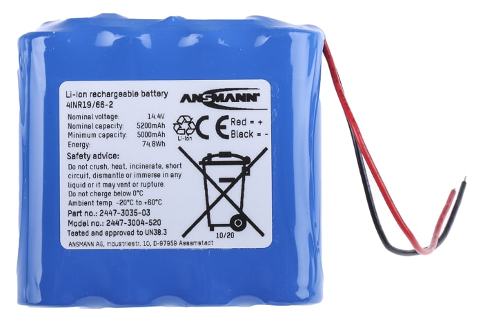 Ansmann 14.4V Lithium-Ion Rechargeable Battery Pack, 5.2Ah - Pack of 1