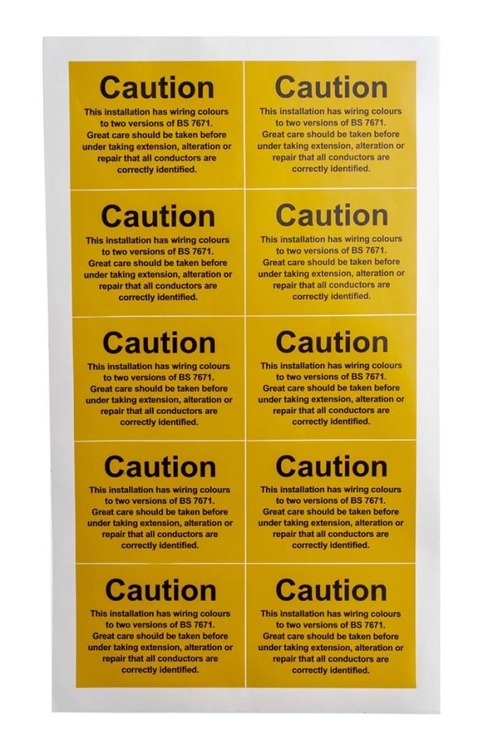 RS PRO Black/Yellow Vinyl Safety Labels, alteration or repair that all conductors are correctly identified., Caution