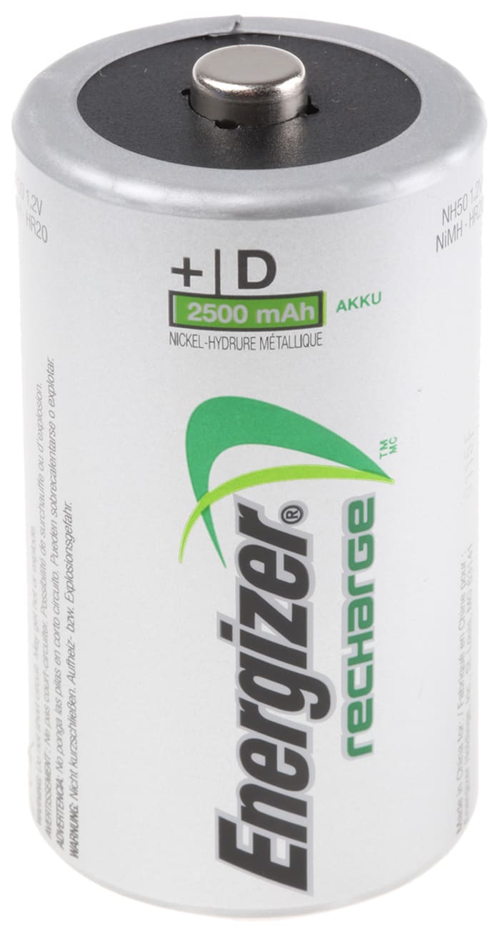 Piles rechargeables D 2.5Ah NiMH 1.2V Energizer
