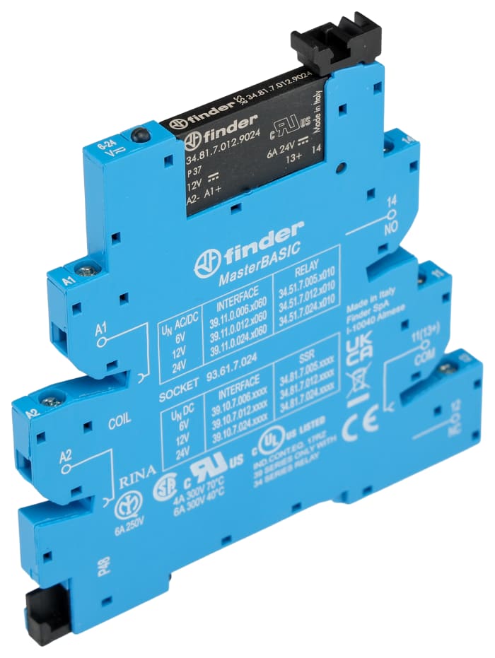 Finder Series 39 Series Solid State Interface Relay, 13.2 V dc Control, 6 A Load, DIN Rail Mount