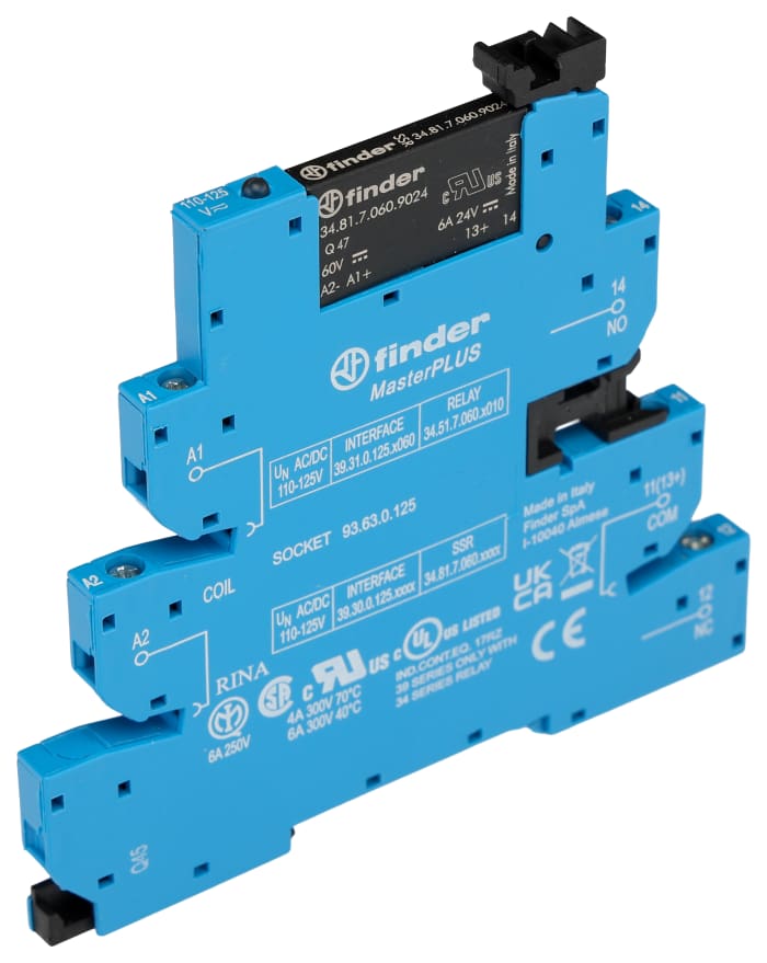 Finder Series 39 Series Solid State Interface Relay, 133 V ac/dc Control, 6 A Load, DIN Rail Mount