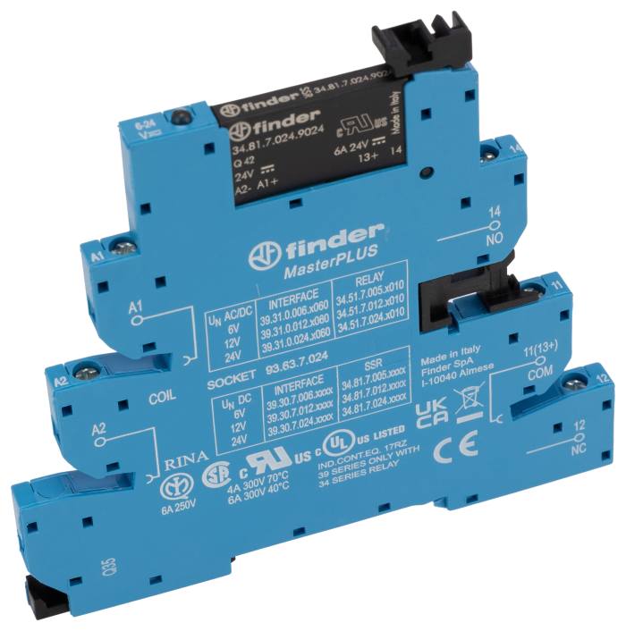 Finder Series 39 Series Solid State Interface Relay, 26.4 V dc Control, 6 A Load, DIN Rail Mount