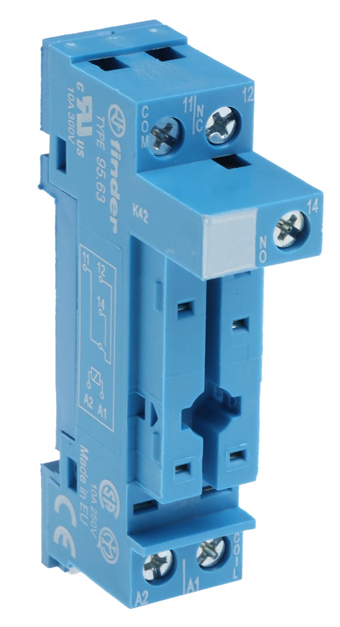 95.63SMA Finder | Finder 95 5 Way 250V ac DIN Rail Relay Socket, for ...