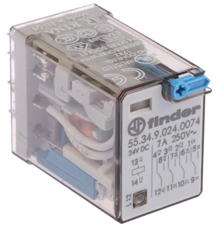 Finder Plug In Relay, 220V dc Coil, 7A Switching Current