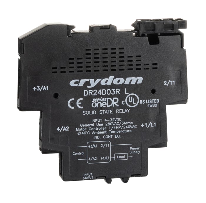 Sensata Crydom SeriesOne DR Series Solid State Interface Relay, 32 V dc Control, 3 A Load, DIN Rail Mount