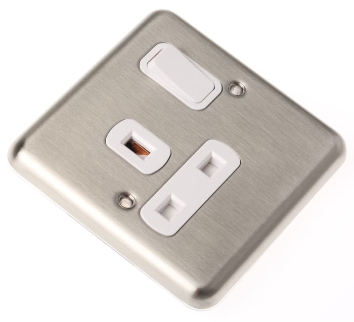 Deta Decorative 1 Gang Electrical Socket, 2 Poles, 13A, Type G - British, Indoor Use
