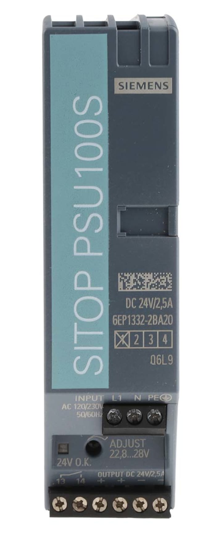Siemens SITOP PSU100S Switched Mode DIN Rail Power Supply, 85 → 132V ac ac Input, 24V dc dc Output, 2.5A Output,