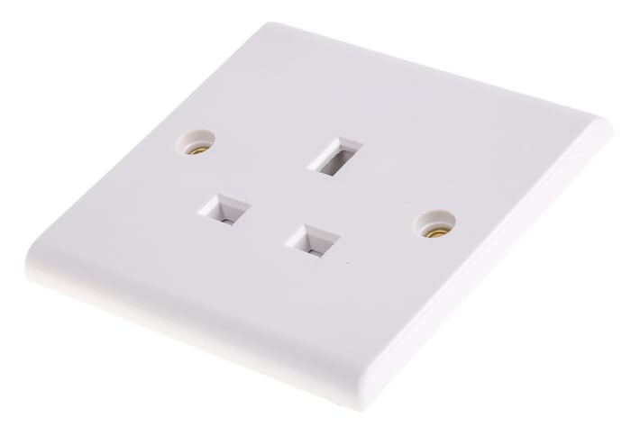 Deta Slimline 1 Gang Electrical Socket, 0 Poles, 13A, Type G - British, Indoor Use