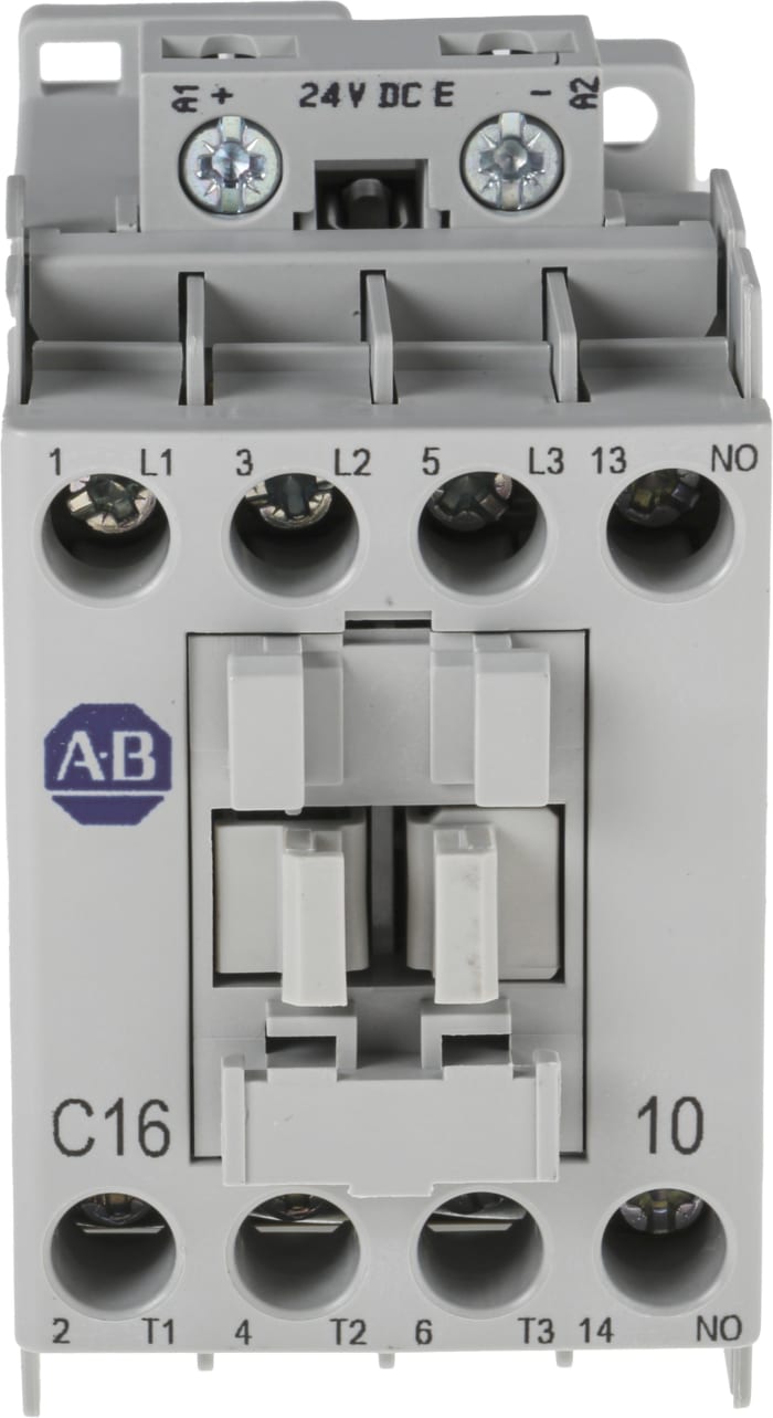 Allen Bradley 100 Series 100C Contactor, 24 V dc Coil, 3-Pole, 16 A, 7.5 kW, 3NO, 690 V ac