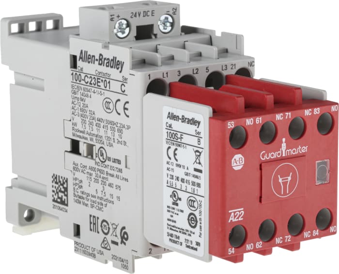 Allen Bradley 100S-C Contactor, 24 V dc Coil, 3-Pole, 23 A, 2NO + 3NC, 690 V ac