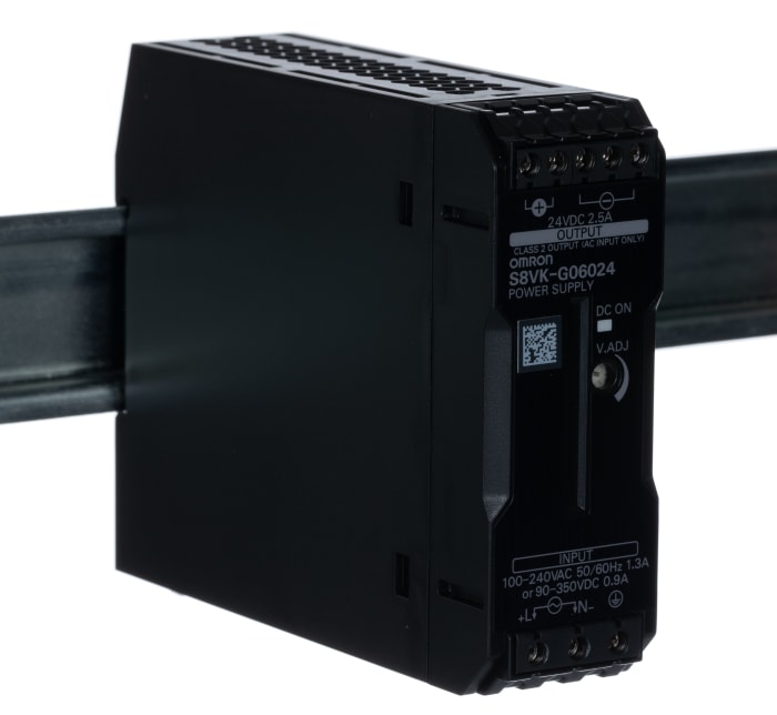 Omron S8VK-G Switched Mode DIN Rail Power Supply, 100 → 240 V ac / 90 → 350V dc ac, dc Input, 24V dc dc