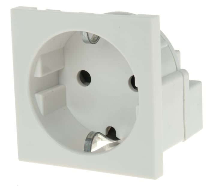 Deta Slimline 1 Gang Electrical Socket, 0 Poles, 16A, Type F - German Schuko, Indoor Use