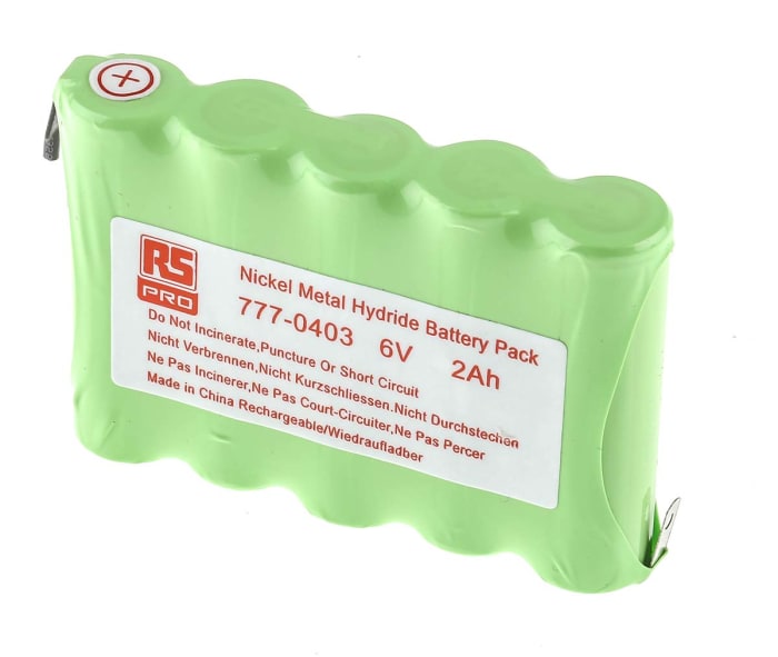 RS PRO 6V NiMH Rechargeable Battery Pack, 2Ah - Pack of 1