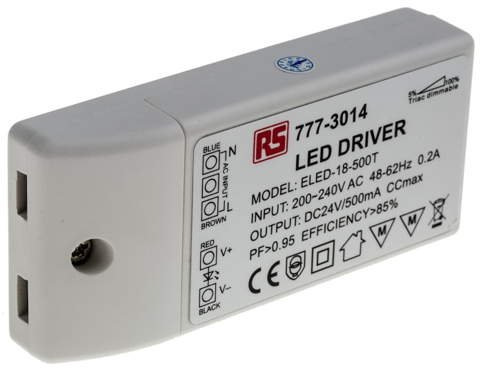 RS PRO, 20 → 36V Output, 18W Output, 500mA Output, Constant Current