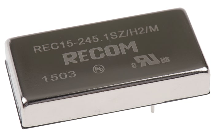 Recom REC15 DC-DC Converter, 5V dc/ 3A Output, 18 → 36 V dc Input, 15W, Through Hole, +71°C Max Temp -40°C Min