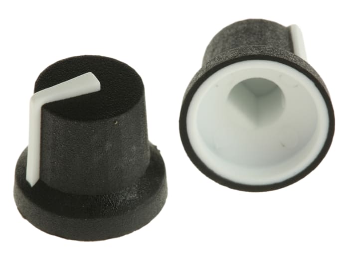 RS PRO 16.8mm Black Potentiometer Knob for 6mm Shaft D Shaped